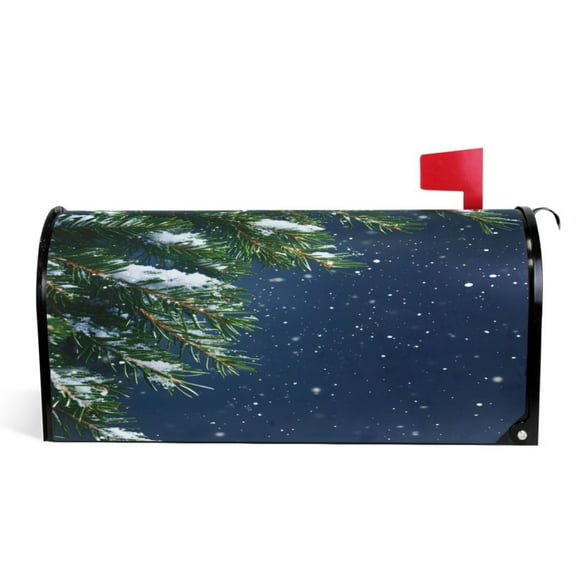 Ryvnso Mailbox Cover Snow on Christmas Tree Magnetic Mailbox Wrap Standard Size 21x18 Inch