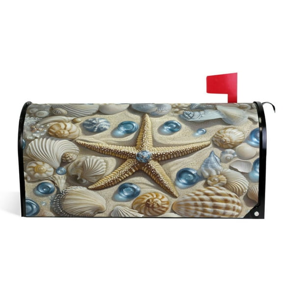 Ryvnso Mailbox Cover Starfish Conch Magnetic Mailbox Wrap Standard Size 21x18 Inch