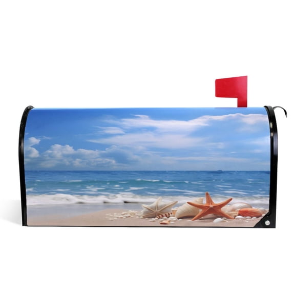 Ryvnso Mailbox Cover Starfish Conch on Beach Magnetic Mailbox Wrap Standard Size 21x18 Inch
