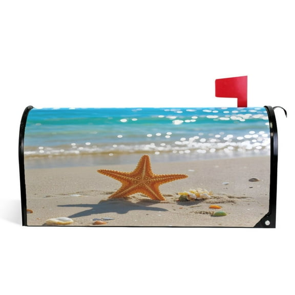 Ryvnso Mailbox Cover Starfish on Beach Magnetic Mailbox Wrap Standard Size 21x18 Inch