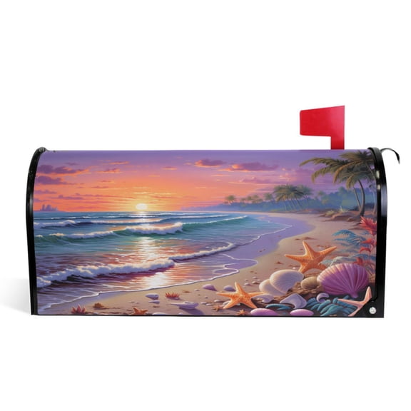 Ryvnso Mailbox Cover Starfish on Sunset Beach Magnetic Mailbox Wrap Standard Size 21x18 Inch
