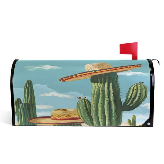 Ryvnso Mailbox Cover Summer Cactus Magnetic Mailbox Wrap Standard Size 21x18 Inch