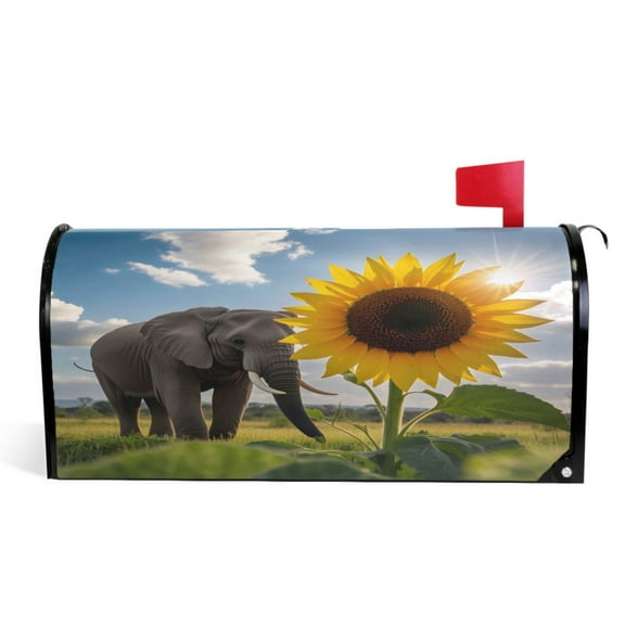 Ryvnso Mailbox Cover Sunflower Elephant Magnetic Mailbox Wrap Standard Size 21x18 Inch