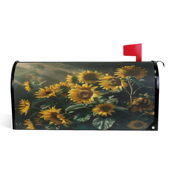 Ryvnso Mailbox Cover Sunflowers and Leaves Magnetic Mailbox Wrap Standard Size 21x18 Inch