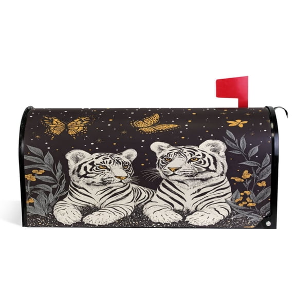Ryvnso Mailbox Cover Tigers and Butterflies Magnetic Mailbox Wrap Standard Size 21x18 Inch