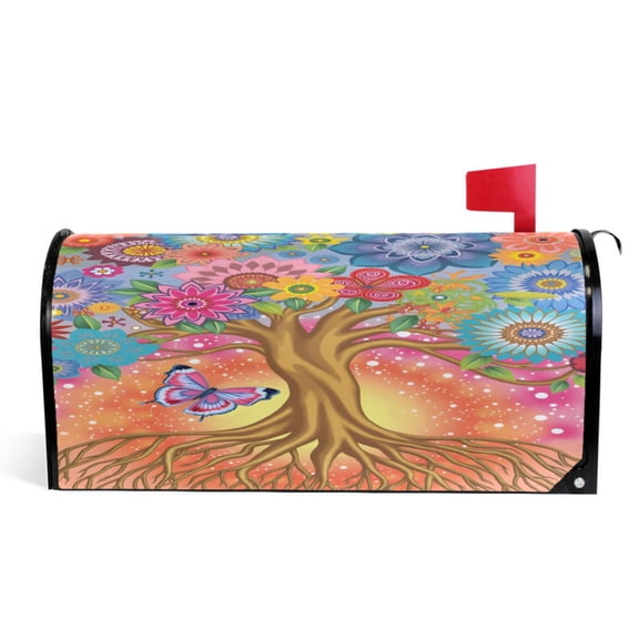 Ryvnso Mailbox Cover Tree Boho Butterfly Magnetic Mailbox Wrap Standard Size 21x18 Inch