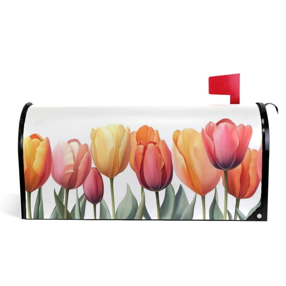Ryvnso Mailbox Cover Tulip Flower Magnetic Mailbox Wrap Standard Size 21x18 Inch