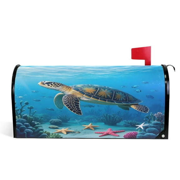 Ryvnso Mailbox Cover Turtle Starfish Sea Magnetic Mailbox Wrap Standard Size 21x18 Inch