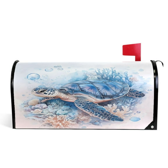 Ryvnso Mailbox Cover Turtle Swimming Magnetic Mailbox Wrap Standard Size 21x18 Inch