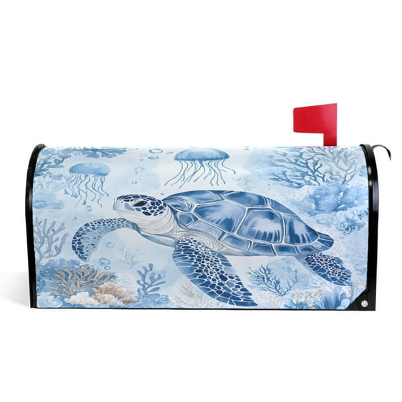 Ryvnso Mailbox Cover Turtle Watercolor Magnetic Mailbox Wrap Standard Size 21x18 Inch