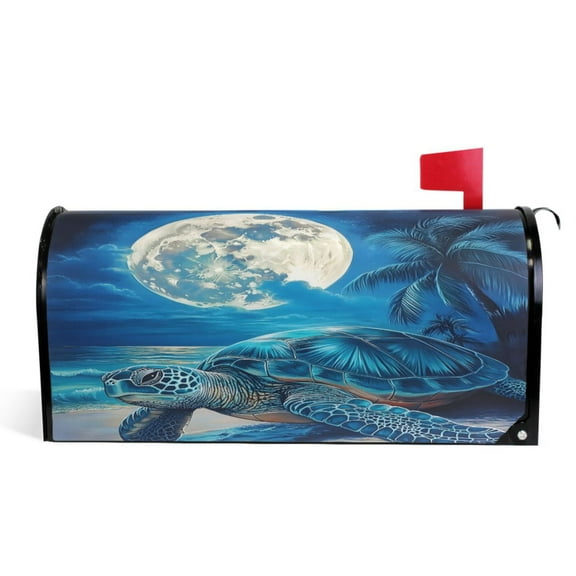 Ryvnso Mailbox Cover Turtle at Night Magnetic Mailbox Wrap Standard Size 21x18 Inch