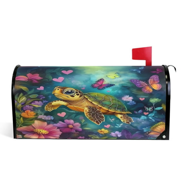 Ryvnso Mailbox Cover Turtle in Magic Night Magnetic Mailbox Wrap Standard Size 21x18 Inch