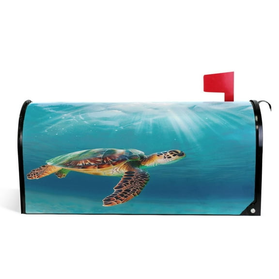 Ryvnso Mailbox Cover Turtle under Sea Magnetic Mailbox Wrap Standard Size 21x18 Inch