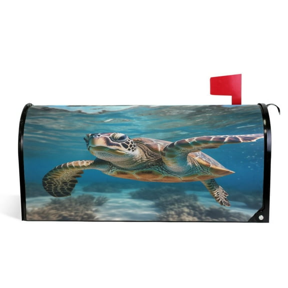 Ryvnso Mailbox Cover Turtle under Sea Magnetic Mailbox Wrap Standard Size 21x18 Inch