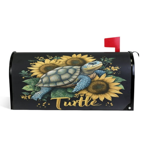 Ryvnso Mailbox Cover Turtles Sunflowers Magnetic Mailbox Wrap Standard Size 21x18 Inch