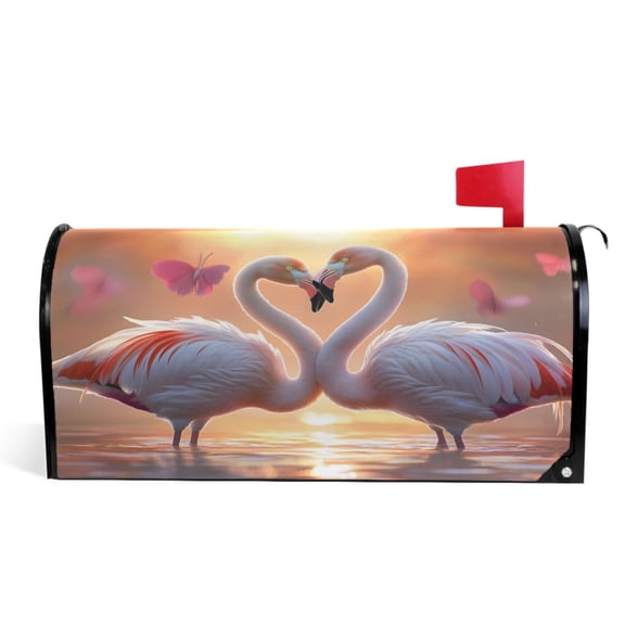 Ryvnso Mailbox Cover Two Flamingoes Love Magnetic Mailbox Wrap Standard Size 21x18 Inch
