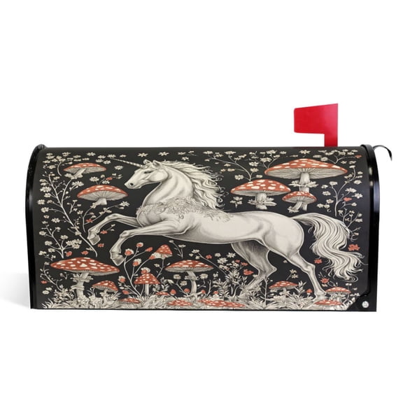 Ryvnso Mailbox Cover Unicorn and Mushroom Magnetic Mailbox Wrap Standard Size 21x18 Inch