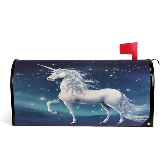 Ryvnso Mailbox Cover Unicorn in Starry Sky Magnetic Mailbox Wrap Standard Size 21x18 Inch