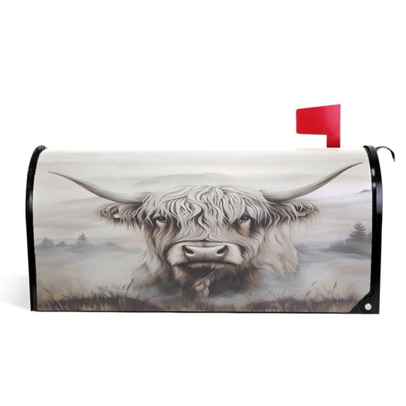 Ryvnso Mailbox Cover Vintage Highland Cattle Magnetic Mailbox Wrap Standard Size 21x18 Inch