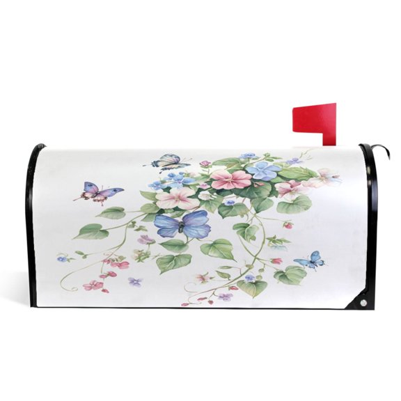 Ryvnso Mailbox Cover Watercolor Flower Butterfly Magnetic Mailbox Wrap Standard Size 21x18 Inch