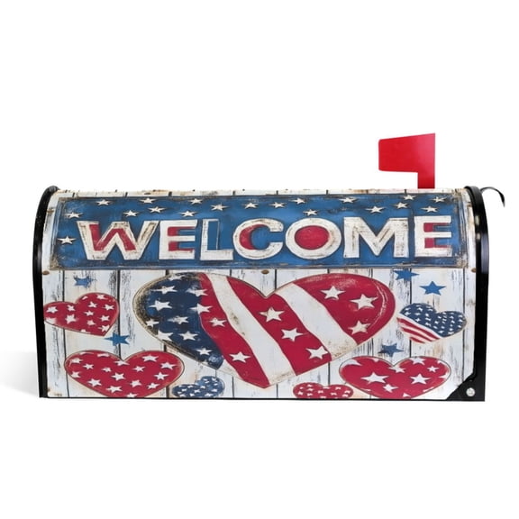 Ryvnso Mailbox Cover Welcome American Theme Magnetic Mailbox Wrap Standard Size 21x18 Inch