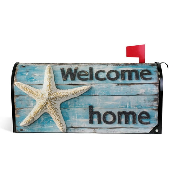 Ryvnso Mailbox Cover Welcome Home Starfish Magnetic Mailbox Wrap Standard Size 21x18 Inch