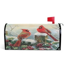 Ryvnso Mailbox Cover Winter Cardinals Fir Berry Magnetic Mailbox Wrap Standard Size 21x18 Inch