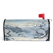 Ryvnso Mailbox Cover Winter with Trees Magnetic Mailbox Wrap Standard Size 21x18 Inch