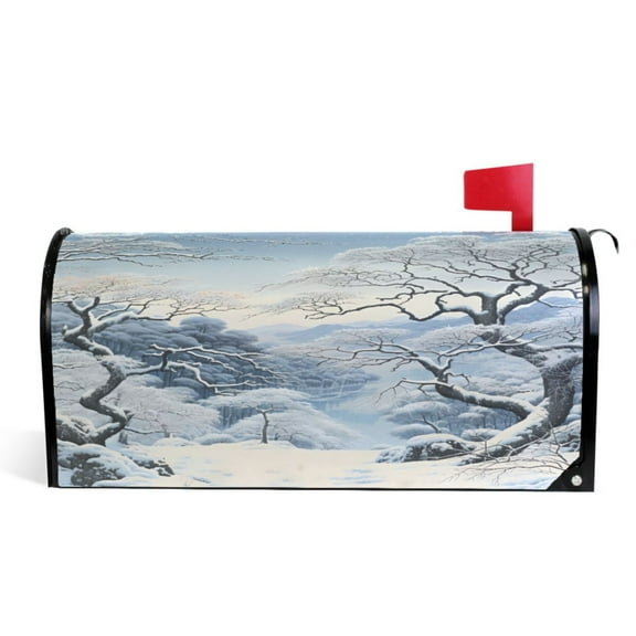 Ryvnso Mailbox Cover Winter with Trees Magnetic Mailbox Wrap Standard Size 21x18 Inch