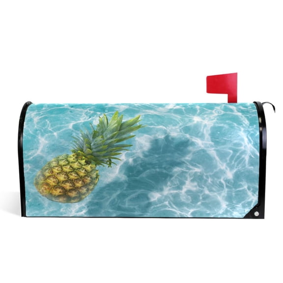 Ryvnso Mailbox Cover Yellow Pineapple on Blue Water Magnetic Mailbox Wrap Standard Size 21x18 Inch
