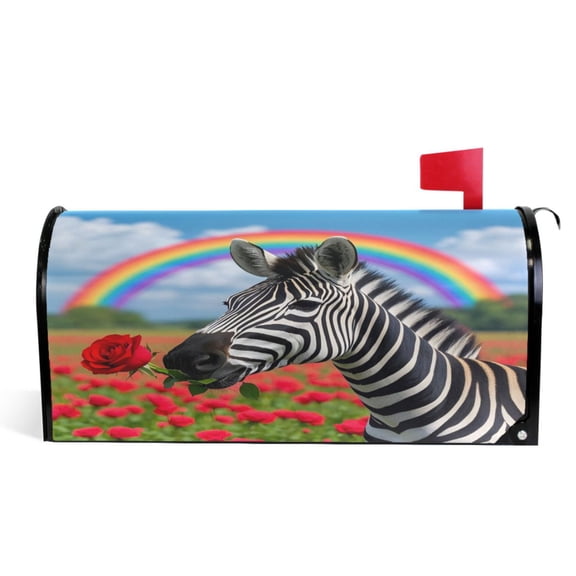 Ryvnso Mailbox Cover Zebra Rose Field Magnetic Mailbox Wrap Standard Size 21x18 Inch