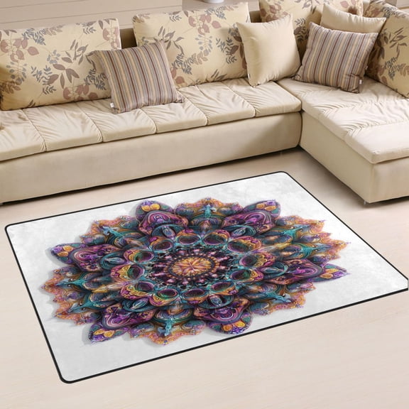 Ryvnso Mandala Art Pattern Area Floor Mat Non-Slip Carpet Soft Rugs Doormats 60" x 39"