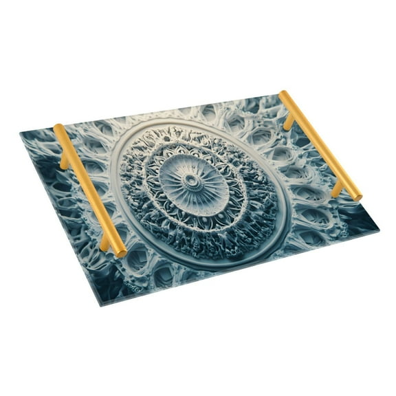 Ryvnso Mandala Blue Artistic Bathroom Tray Vanity Countertop Trays Acrylic Organizer