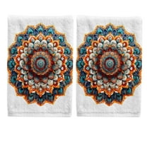 Ryvnso Mandala Ethnic Flower Print Hand Towels Set for Bathroom Cotton Face Towel Decorative 15.5x29.5 inch