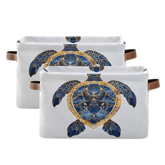 Ryvnso Mandala Ethnic Turtle Storage Basket Large Bin Foldable Boxes Toys Organizer 14.2x10.2x8.3in 2 PCs