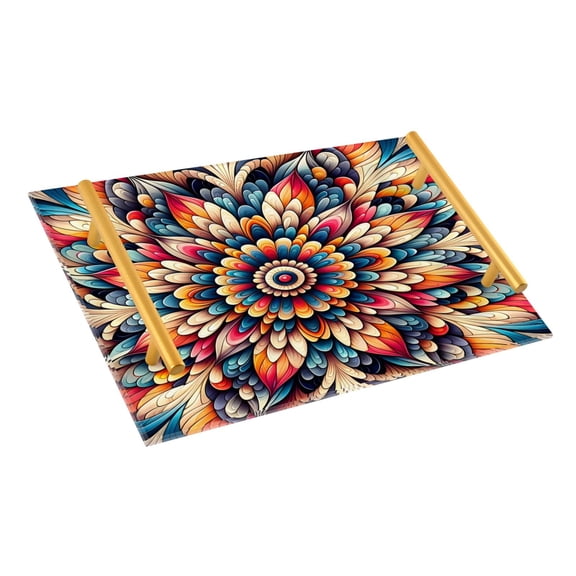 Ryvnso Mandala Flower Bathroom Tray Vanity Countertop Trays Acrylic Organizer