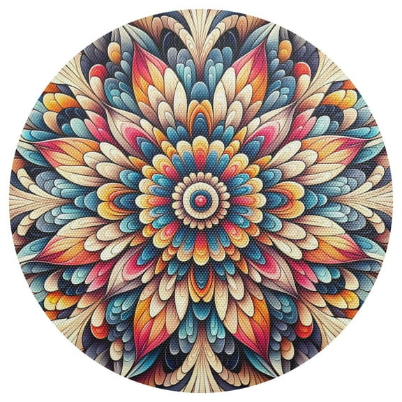 Ryvnso Mandala Flower Round Plate Mats Dining Table Placemat 1 Piece for Holiday Decoration