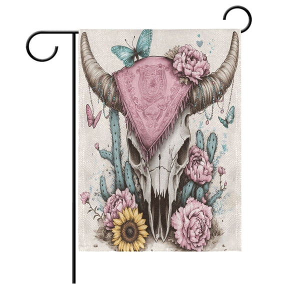Ryvnso Mandala Goat Skeleton Pattern Garden Flag 12x18 Inch Double Sided Seasonal Yard Decoration