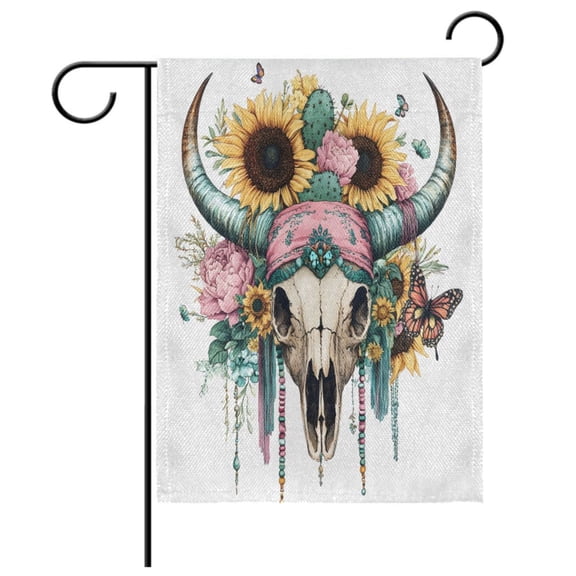 Ryvnso Mandala Goat Skeleton Vintage Garden Flag 12x18 Inch Double Sided Seasonal Yard Decoration