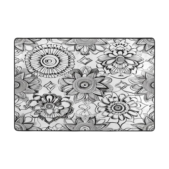 Ryvnso Mandala Indian Flowers Ethnic Area Floor Mats Large Nursery Rugs Non-Slip Carpets Doormat 36" x 24"