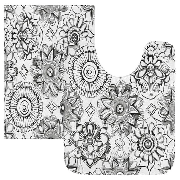 Ryvnso Mandala Indian Flowers Ethnic Bathroom Shaggy Rugs Toilet Mat Soft Contour Rug