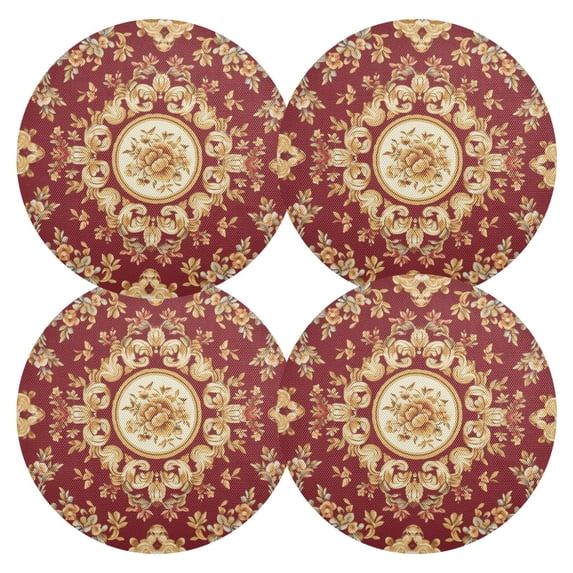 Ryvnso Mandala1 Pattern Round Plate Mats Dining Table Placemat Set of 4 for Holiday Decoration