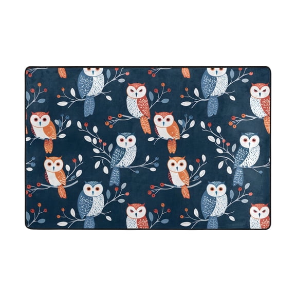 Ryvnso Many Owls on Branch Area Floor Mats Large Nursery Rugs Non-Slip Carpets Doormat 36" x 24"