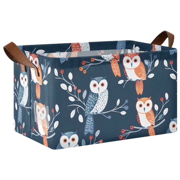 Ryvnso Many Owls on Branch Storage Bins Large Basket Foldable Cube Toys Organizer with Handles 1 PC