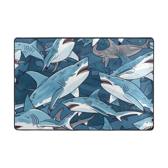 Ryvnso Many Sharks Area Floor Mats Large Nursery Rugs Non-Slip Carpets Doormat 36" x 24"
