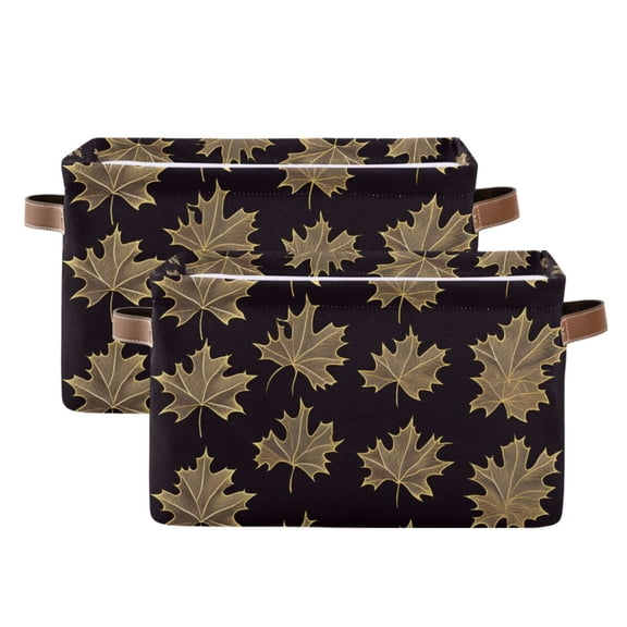 Ryvnso Maple Leaves Storage Basket Large Bin Foldable Boxes Toys Organizer 14.2x10.2x8.3in 2 PCs