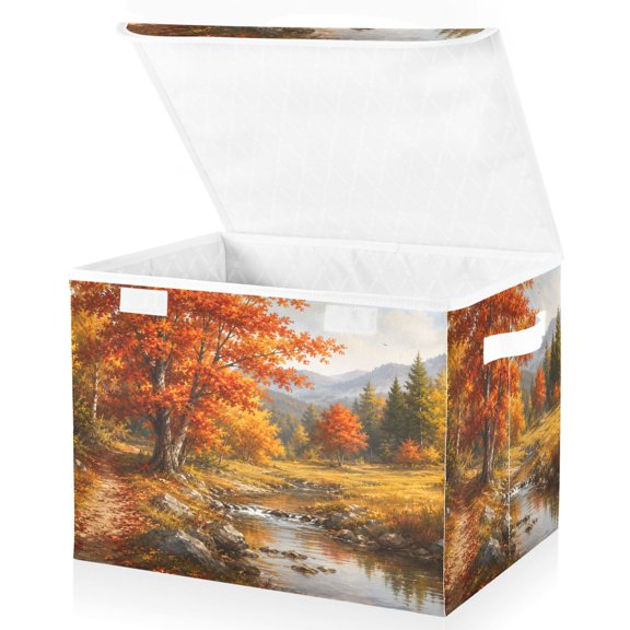Ryvnso Maple Trees in Autumn Storage Bins Lidded Foldable Organizer Containers Baskets Cube