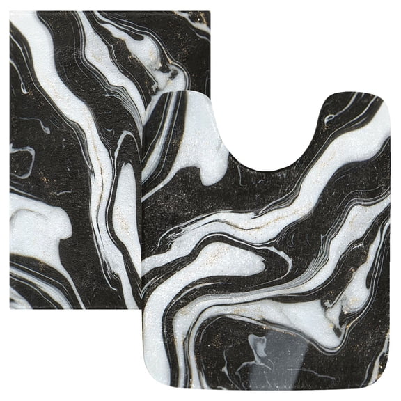Ryvnso Marble-1 Pattern Bathroom Shaggy Rugs Toilet Mat Soft Contour Rug
