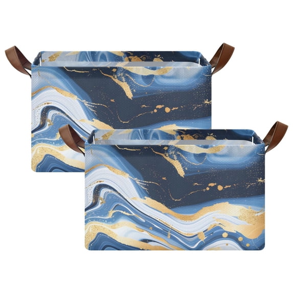 Ryvnso Marble Blue Gold White Abstract Storage Bins Large Basket ...