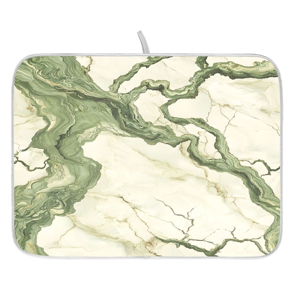 Ryvnso Marble Green Dish Drying Mat for Kitchen Countertop 16x18 Small Dish Pad Drainer Rack Dish Sink Mats